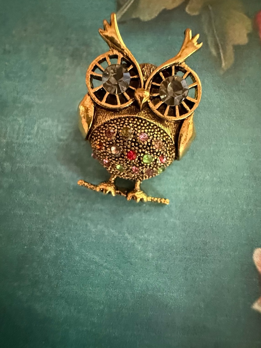 Gold Owl Brooch Pin & Pendant with Multi-Color Accents - Women Jewelry